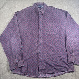 Vintage 90s Men’s Bon Homme Button Up Shirt AOP Design XL Retro USA